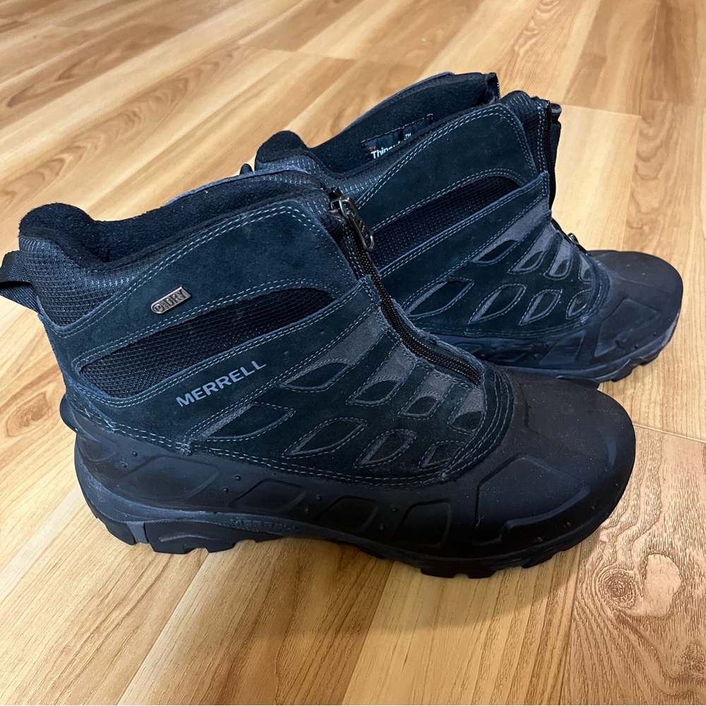 Mens Merrell Moab Polar Zip Waterproof Winter Boots Black Size 10.5
